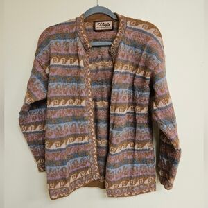 Alpaca Design Button Cardigan Grandpa Sweater Large